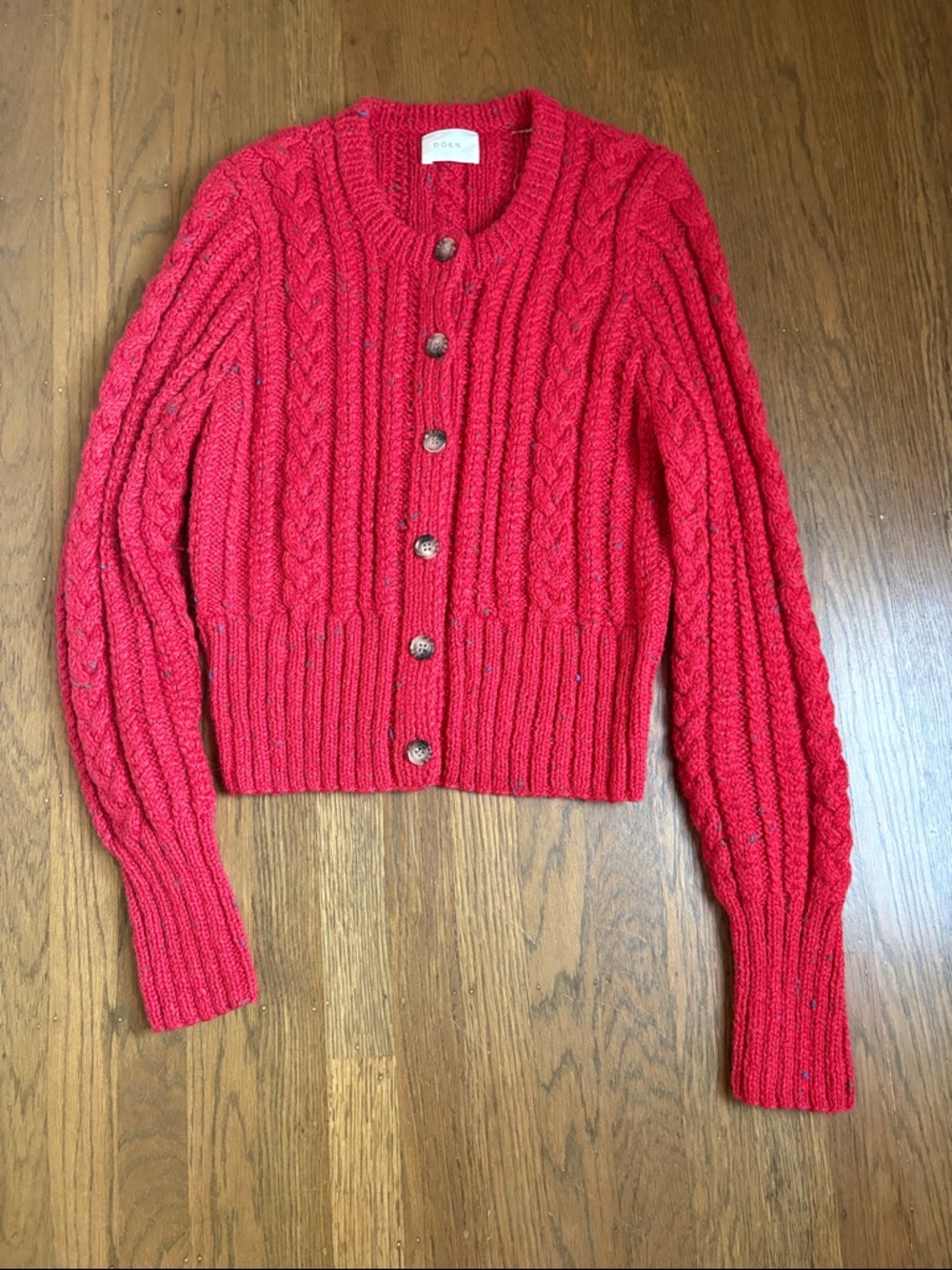 Doen Audrey Cardigan in Red Sumac Wool Sweater Size large